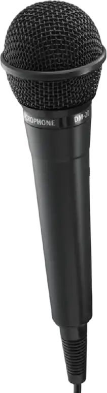 Hama DM-20 Portable Dynamic Karaoke Microphone, Unidirectional, 100-10000 Hz, Wired with 3.5mm and 6.3mm Connectors, 2.5m Cable, Black