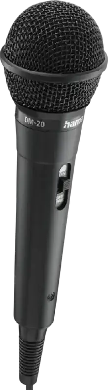 Hama DM-20 Portable Dynamic Karaoke Microphone, Unidirectional, 100-10000 Hz, Wired with 3.5mm and 6.3mm Connectors, 2.5m Cable, Black