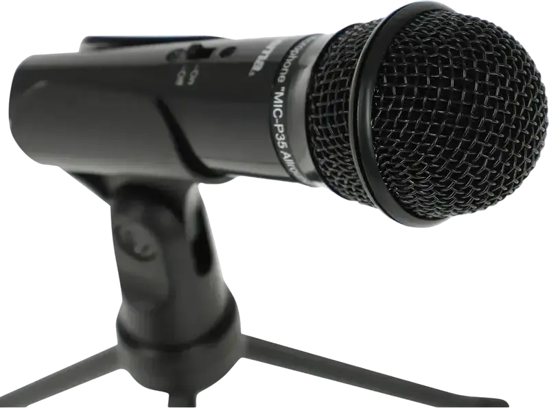 Microfon de Masa Condensator Hama MIC-P35 Allround, Conectare cu Fir 3.5 mm Mini-jack, Cablu 2.5 m, Comutator On/Off Integrat si Stativ Trepied