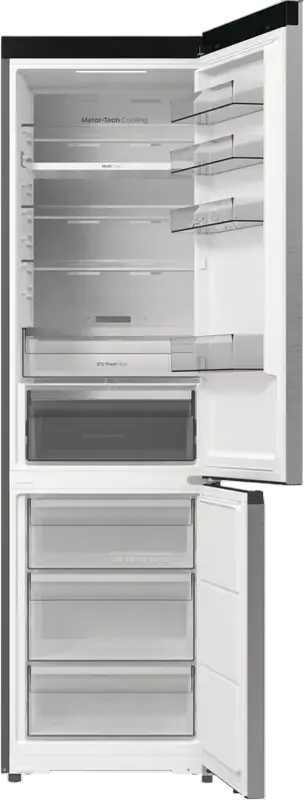 Frigider Hisense RB5P410SACC cu Congelator Jos, Volum Total 413L, Oțel Inoxidabil Gri, Clasa Energetică C, Control Smart ConnectLife, Tehnologie Inverter