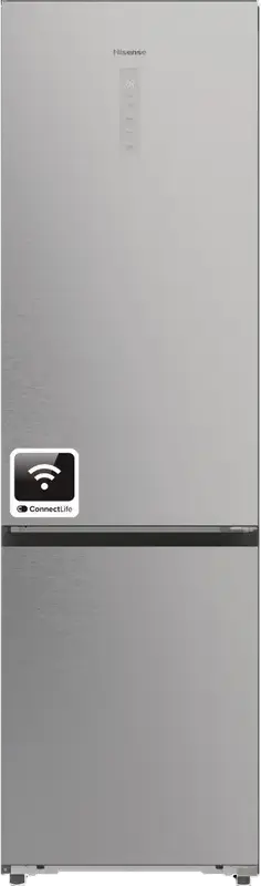 Frigider Hisense RB5P410SACC cu Congelator Jos, Volum Total 413L, Oțel Inoxidabil Gri, Clasa Energetică C, Control Smart ConnectLife, Tehnologie Inverter