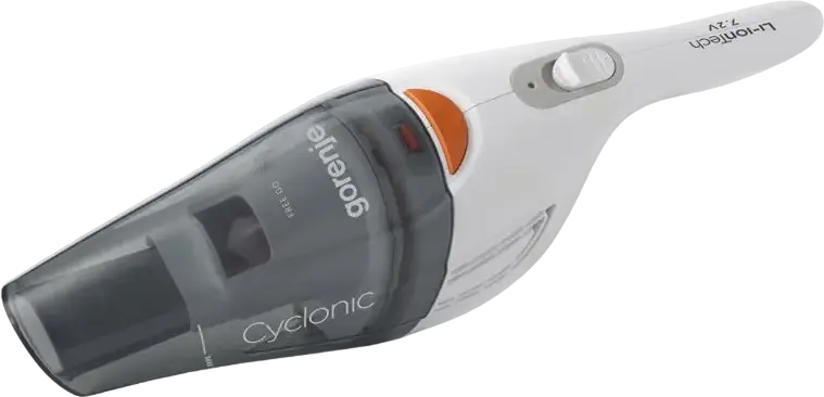 Gorenje MVC72FW Handheld Vacuum Cleaner, 55W, 7.2V Li-Ion Battery, HEPA Filter, Wet and Dry Cleaning, 0.4L Container, White, Set of 4 Accessories