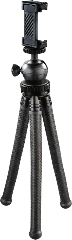 Hama Mini Flexpro 3-in-1 Selfie Stick Tripod and Holder for Smartphones GoPro and Cameras, Aluminum, Flexible Legs, Adjustable Ball Head, 27 cm, Black