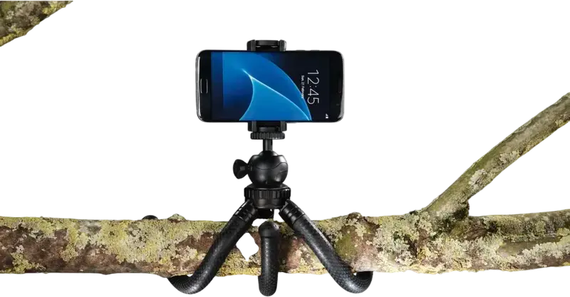 Hama Mini Flexpro 3-in-1 Selfie Stick Tripod and Holder for Smartphones GoPro and Cameras, Aluminum, Flexible Legs, Adjustable Ball Head, 27 cm, Black