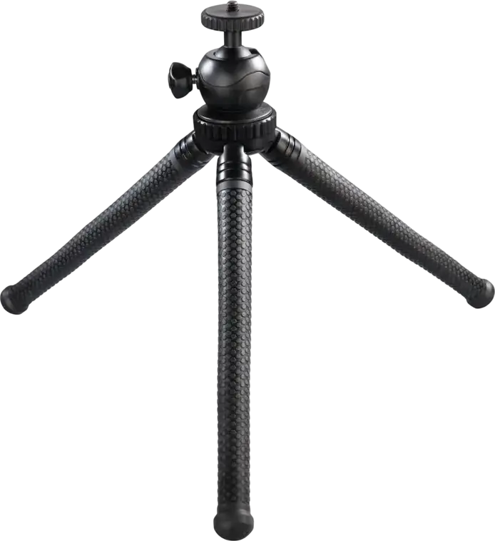 Hama Mini Flexpro 3-in-1 Selfie Stick Tripod and Holder for Smartphones GoPro and Cameras, Aluminum, Flexible Legs, Adjustable Ball Head, 27 cm, Black