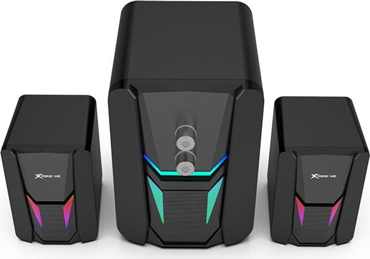 Xtrike Me SK-612 2.1 Stereo Speaker System, Set of 3, 11W RMS, RGB Rainbow LED Lighting, USB Powered, 3.5mm Jack, Black