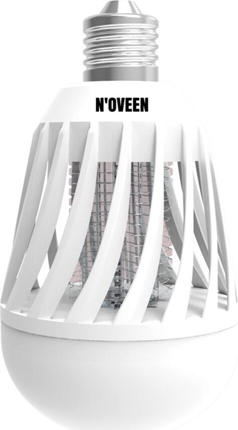 Bec LED Noveen IKN803 2-in-1 cu Lampa Insecticida, Soclu E27, 6W, LED UV, Grila Electrica de Alta Tensiune, Acoperire 40m2, Alb