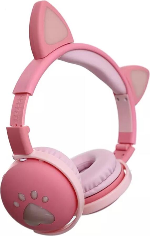 Беспроводные наушники Keeka BK1 On-Ear Bluetooth 5.0 Stereo, складные, дизайн с кошачьими ушками, встроенный микрофон, аккумулятор 15ч, розовые