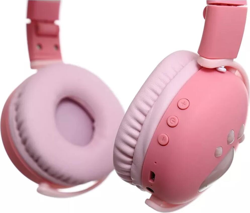 Беспроводные наушники Keeka BK1 On-Ear Bluetooth 5.0 Stereo, складные, дизайн с кошачьими ушками, встроенный микрофон, аккумулятор 15ч, розовые