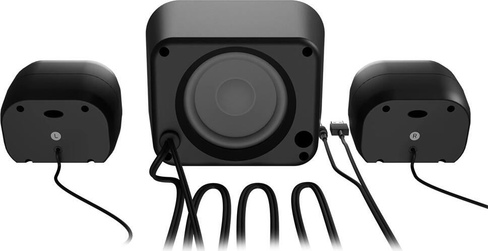 Sistem de Difuzoare Multimedia Natec PUG 2.1, Set de 3 piese, Putere Totala 11W, Alimentare USB, Jack 3.5mm, Control Volum cu LED Albastru, Negru