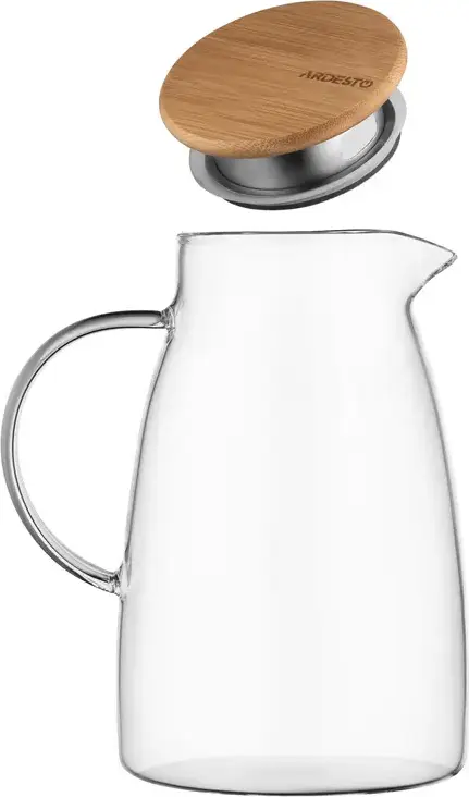 Presa franceza pentru cafea Ardesto AR2615ST, 1.5L din sticla borosilicate rezistenta la caldura, cu capac de lemn si accente din otel inoxidabil, Graphite
