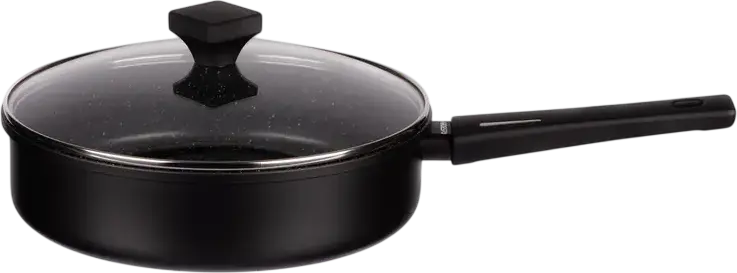 Глубокая сковорода Ardesto AR1926GMG Gemini Gourmet Andria 26 см, алюминий с антипригарным покрытием PFLUON, стеклянная крышка, для индукции, черная