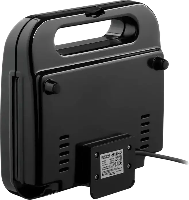 Сэндвичница Ardesto SM-H110BSN, 700-800 Вт, антипригарные пластины 23x13 см, на 4 порции, защита от перегрева, замок на ручке, черный