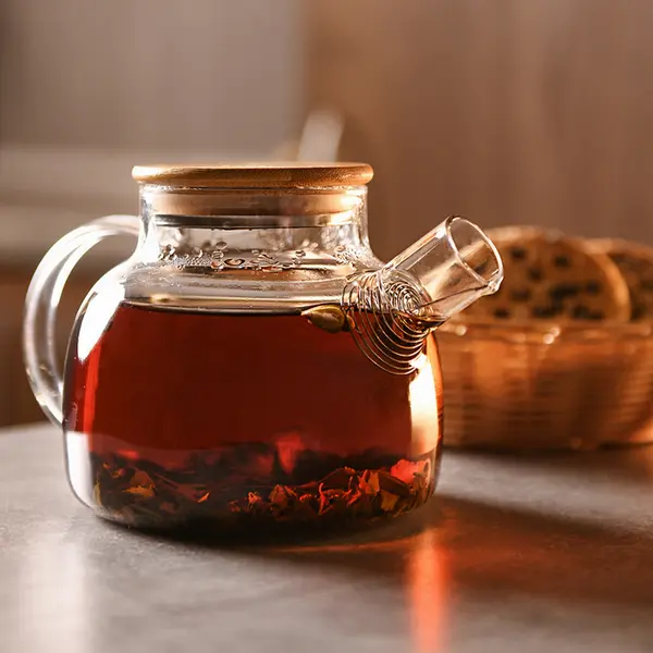 Ardesto Gemini AR3006GBM Glass Teapot with Metal Infuser and Bamboo Lid, 0.6L, Transparent