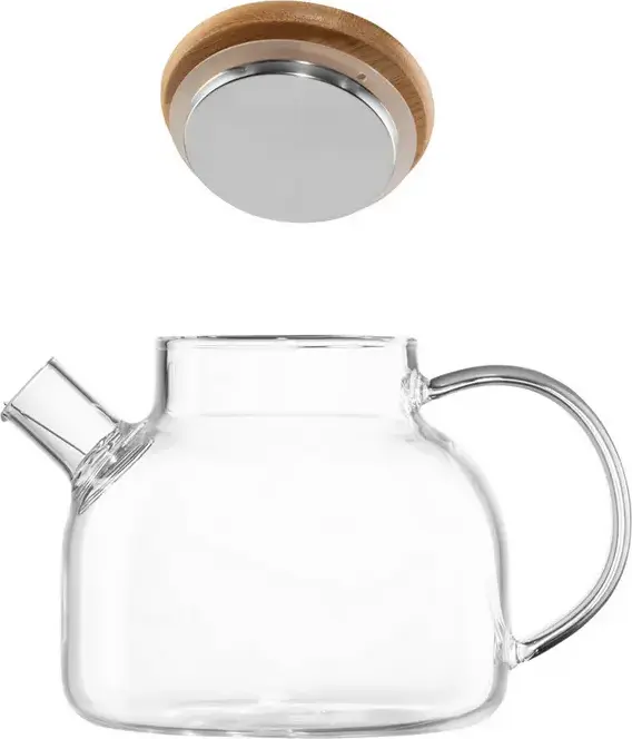 Ardesto Gemini AR3006GBM Glass Teapot with Metal Infuser and Bamboo Lid, 0.6L, Transparent