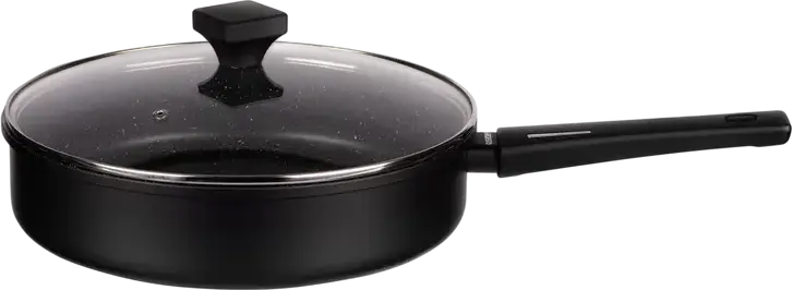 Ardesto AR1928GMG Gemini Gourmet Non-Stick Aluminum Frypan with Glass Lid, 28 cm, PFLUON Coating, Induction Compatible, Set of 2 Pieces