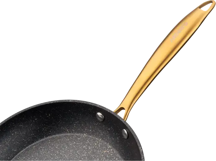 Tiga pentru clape Ardesto AR1928BM Black Mars Sparkle, Aluminiu Non-Stick, 28 cm, Înveliș PFLUON, Mâner din Oțel Inoxidabil Auriu, Negru