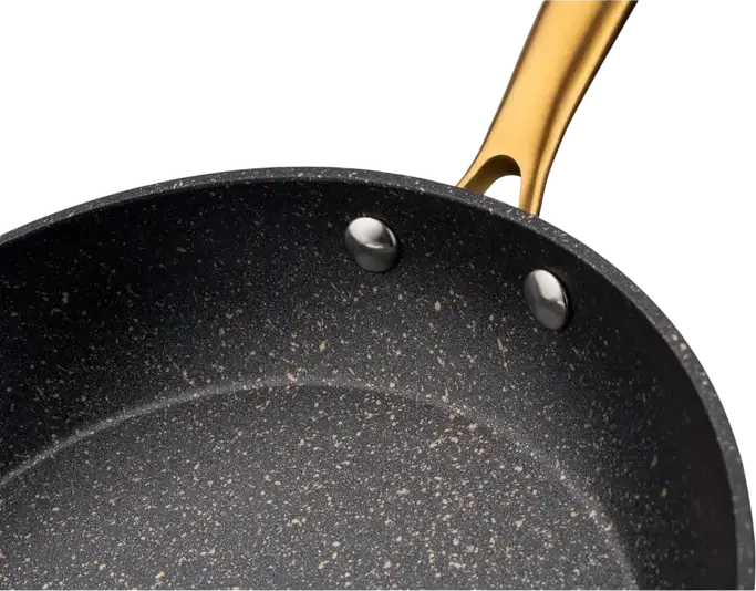 Tiga pentru clape Ardesto AR1928BM Black Mars Sparkle, Aluminiu Non-Stick, 28 cm, Înveliș PFLUON, Mâner din Oțel Inoxidabil Auriu, Negru