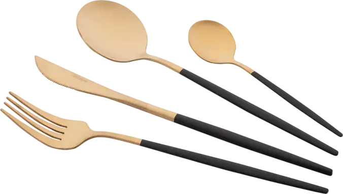 Ardesto AR0704LB Gemini Lecco Cutlery Set of 4 Pieces, Stainless Steel, Knife, Fork, Table Spoon, Tea Spoon, Grey