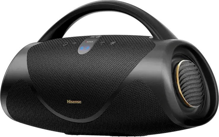 Boxa Portabila Bluetooth Hisense VoyageBoom, Rezistenta la Apa IP67, Sistem Audio 2.1 CH cu Subwoofer, Baterie 10200mAh, Powerbank, Radio FM, Negru