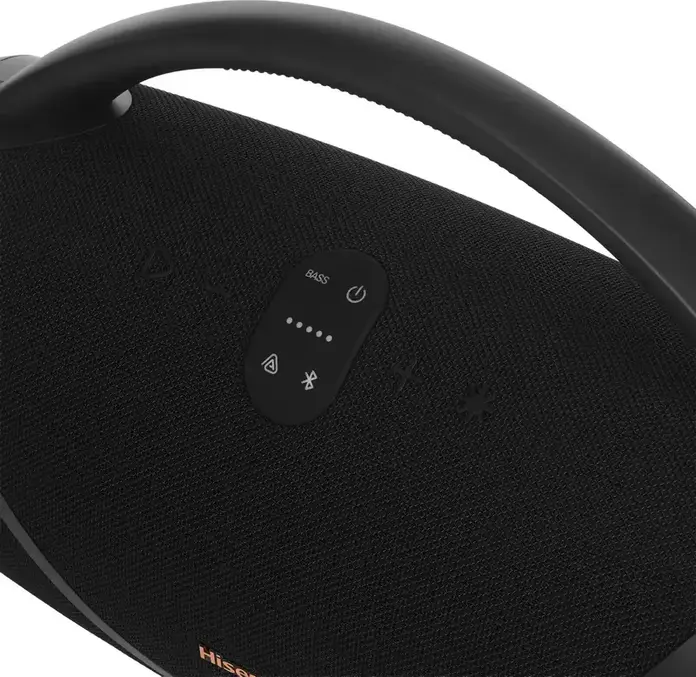 Boxa Portabila Bluetooth Hisense VoyageBoom, Rezistenta la Apa IP67, Sistem Audio 2.1 CH cu Subwoofer, Baterie 10200mAh, Powerbank, Radio FM, Negru