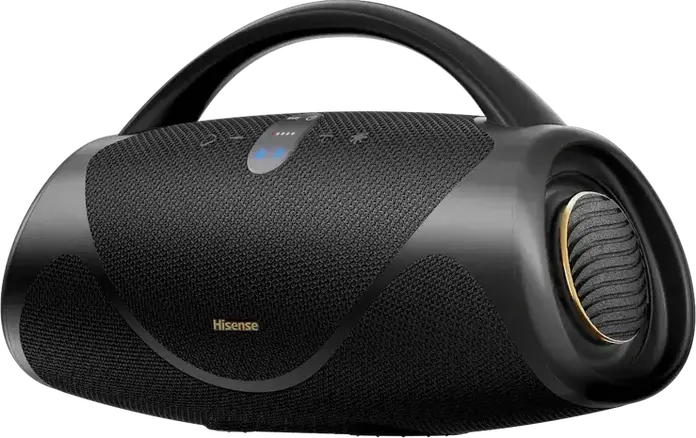 Boxa Portabila Bluetooth Hisense VoyageBoom, Rezistenta la Apa IP67, Sistem Audio 2.1 CH cu Subwoofer, Baterie 10200mAh, Powerbank, Radio FM, Negru
