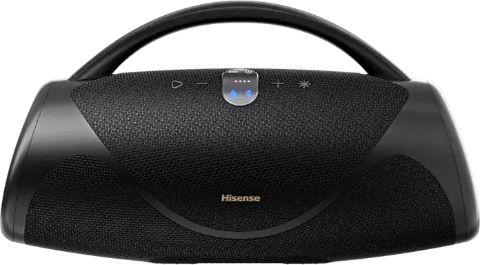 Boxa Portabila Bluetooth Hisense VoyageBoom, Rezistenta la Apa IP67, Sistem Audio 2.1 CH cu Subwoofer, Baterie 10200mAh, Powerbank, Radio FM, Negru
