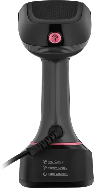 Ardesto SI-S1400 Handheld Garment Steamer, 1400W, 22g/min Steam Flow, Auto-off, Easy Fill Water Tank, White/Black/Pink, Set of 2 Nozzles
