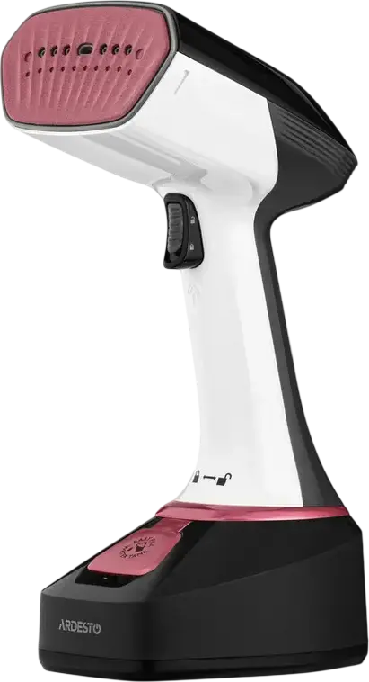Ardesto SI-S1400 Handheld Garment Steamer, 1400W, 22g/min Steam Flow, Auto-off, Easy Fill Water Tank, White/Black/Pink, Set of 2 Nozzles