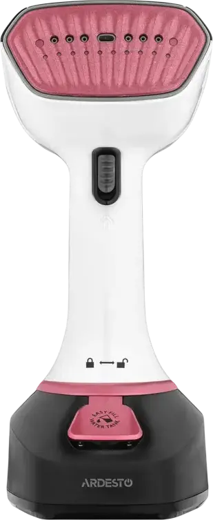 Ardesto SI-S1400 Handheld Garment Steamer, 1400W, 22g/min Steam Flow, Auto-off, Easy Fill Water Tank, White/Black/Pink, Set of 2 Nozzles