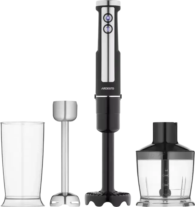 Set Blender Vertical Ardesto HBG-1000BCHP 5 piese, 1000W, Inox, 5 Viteze, Mod Turbo, Bol Toator 0.5L, Negru/Argintiu