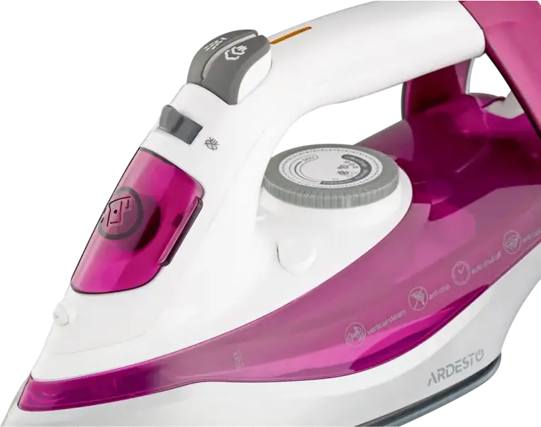 Fier de calcat cu abur Ardesto IR-C2230-BUR, 2200W, Talpa Ceramică, Rezervor 300ml, Boost Abur 120g/min, Anti-calc, Anti-picurare, Set de 2 piese cu Doc-station