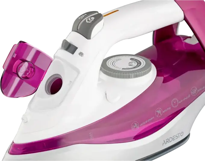 Fier de calcat cu abur Ardesto IR-C2230-BUR, 2200W, Talpa Ceramică, Rezervor 300ml, Boost Abur 120g/min, Anti-calc, Anti-picurare, Set de 2 piese cu Doc-station