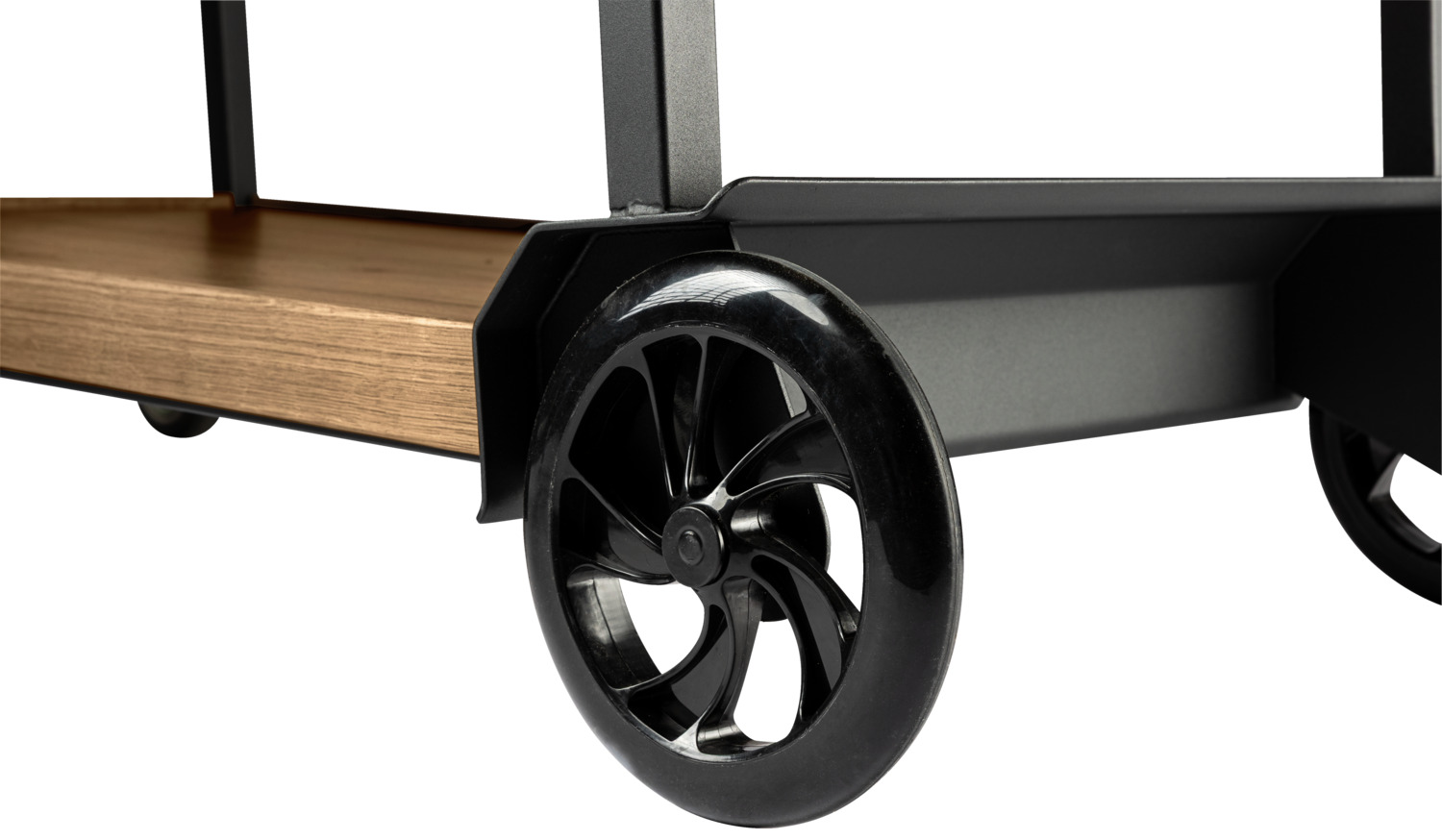 VEGA Aterno Serving Trolley, Antique Oak, 3-Shelf Mobile Sideboard, Powder-Coated Steel Frame with Solid Oak Moulding, 125x58x93 cm, 25kg Load per Shelf