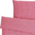 ERWIN M. LUSINI Tux Seersucker Bedding Set, 100% Cotton, Red Plaid, 140x200 cm Duvet Cover, 70x90 cm Pillowcase, OEKO-TEX Standard 100, Set of 2 Pieces