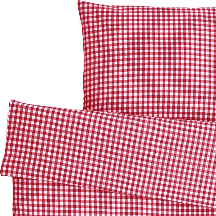 ERWIN M. LUSINI Tux Seersucker Bedding Set, 100% Cotton, Red Plaid, 140x200 cm Duvet Cover, 70x90 cm Pillowcase, OEKO-TEX Standard 100, Set of 2 Pieces