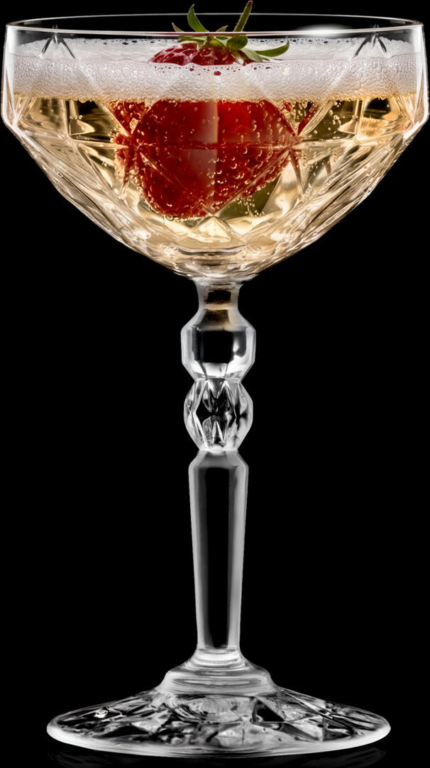 Set de 6 pahare pentru sampanie RCR Alkemist, cristal, 300ml, design facetat tip diamant