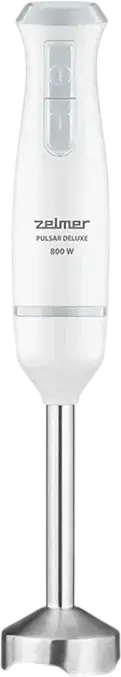 Zelmer ZHB4563S Pulsar Deluxe Hand Blender Set of 5, 800W, Stainless Steel Blades, White, with Chopper, Whisk, Beater and 0.8L Beaker