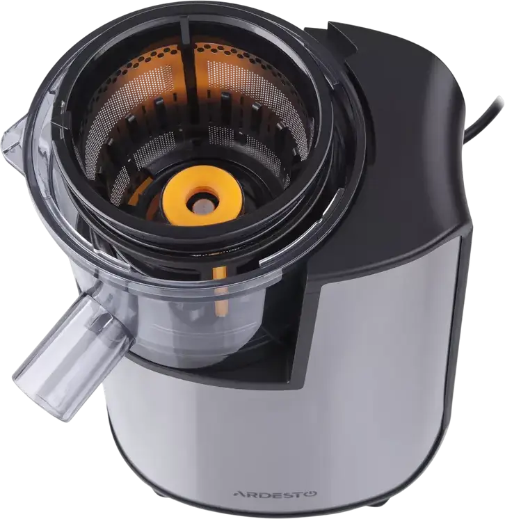 Sorcator de fructe si legume Ardesto JEG-1330SL Slow Juicer, 200W, Inox, Capacitate 0.6L, Argintiu, cu Set de 2 Recipiente si Periuta de Curatare
