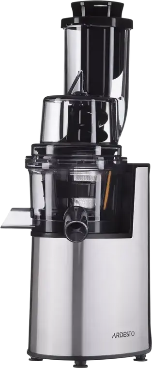 Sorcator de fructe si legume Ardesto JEG-1330SL Slow Juicer, 200W, Inox, Capacitate 0.6L, Argintiu, cu Set de 2 Recipiente si Periuta de Curatare