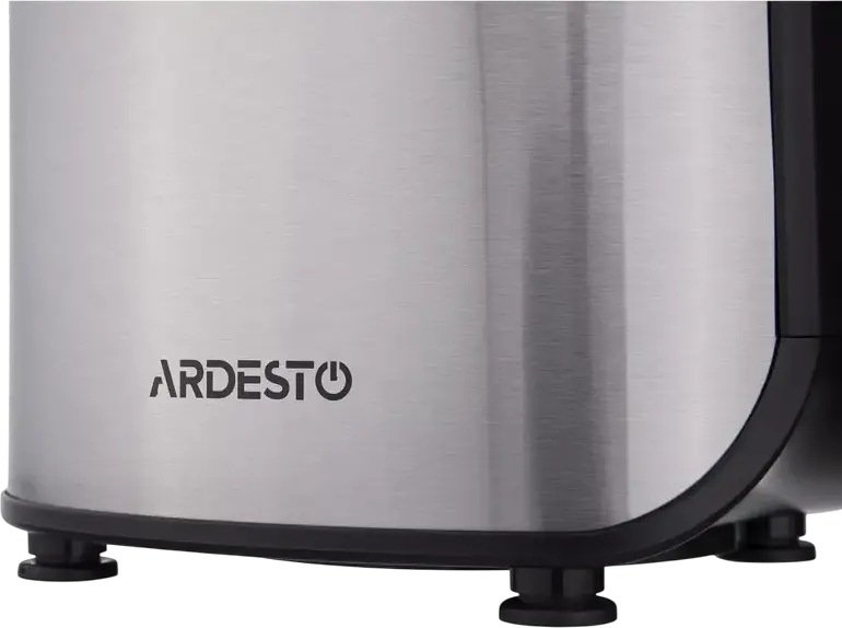 Sorcator de fructe si legume Ardesto JEG-1330SL Slow Juicer, 200W, Inox, Capacitate 0.6L, Argintiu, cu Set de 2 Recipiente si Periuta de Curatare