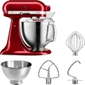 Планетарный миксер KitchenAid Artisan 5KSM185PSECA, 300 Вт, металлический корпус, цвет Candy Apple Red, чаши из нержавеющей стали 4,8 л и 3 л, набор из 5 принадлежностей