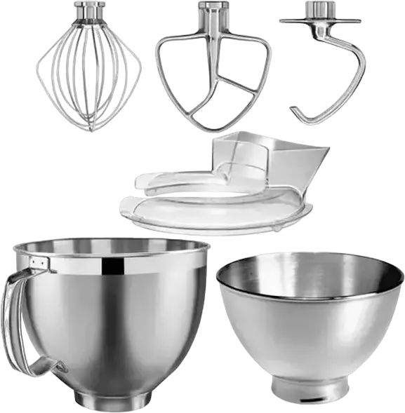 Планетарный миксер KitchenAid Artisan 5KSM185PSECA, 300 Вт, металлический корпус, цвет Candy Apple Red, чаши из нержавеющей стали 4,8 л и 3 л, набор из 5 принадлежностей