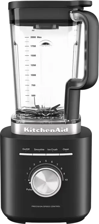 Стационарный блендер KitchenAid 5KSB2073EBM, 1200 Вт, стеклянная чаша 2 л, 10 скоростей, лезвия из нержавеющей стали, черный, с цитрусовым прессом и теркой