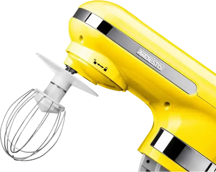 Ardesto KSTM-8044 Planetary Stand Mixer, 800W, 6 Speed Levels + Pulse, 4L Stainless Steel Bowl, Yellow, Set of 3 Attachments (Dough Hook, Whisk, Paddle)