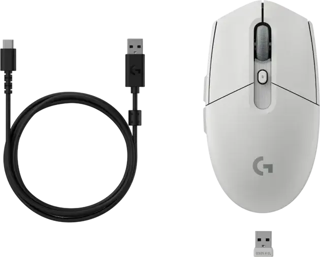 Беспроводная игровая мышь Logitech G305 X Superlight MR0124, оптический сенсор 44000 DPI, частота опроса 1000 Гц, 6 кнопок, RGB, USB-C, белый, 59 г