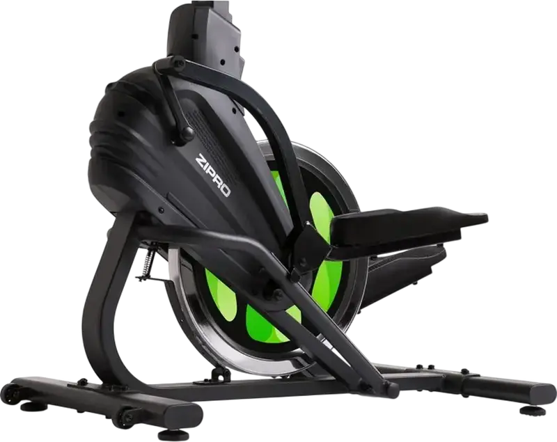 Zipro Climber Vertical Elliptical Trainer, Black with Green Accents, Digital Console, Water Bottle Holder and Transport Wheels