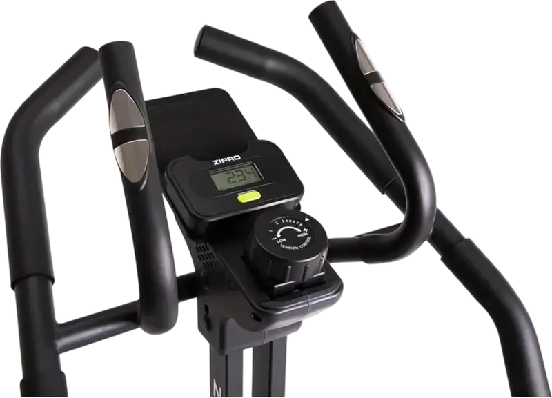 Zipro Climber Vertical Elliptical Trainer, Black with Green Accents, Digital Console, Water Bottle Holder and Transport Wheels
