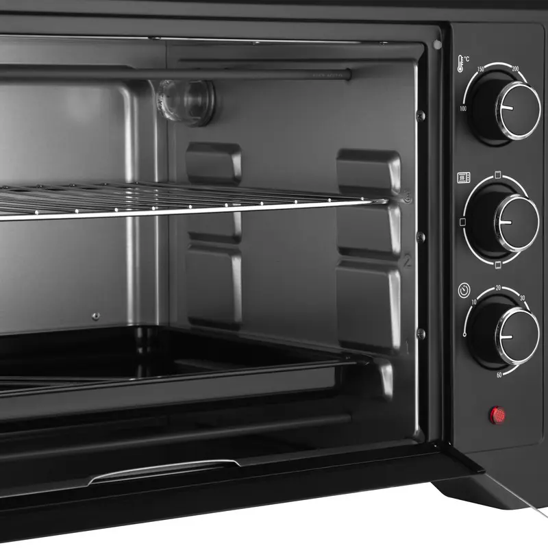 Cuptor Electric Ardesto MO-T33B, Negru, Grill și Convecție, 100-250°C, Butoane Rotative, Timer, Iluminare Interioară, cu Tavă de Coapte, Grătar și Spit