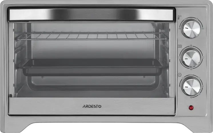 Ardesto MO-T33A Electric Oven, 33L Capacity, Stainless Steel, Grill and Convection, 100-250°C, 60 min Timer, with Baking Tray and Grill Rack